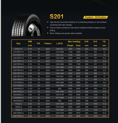 Aplus 295/80R22,5  S201 18PR DIR/CAR